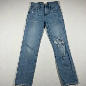 Madewell The Perfect Vintage Jean Rip Tapered Light Blue Jeans Women Size 23P